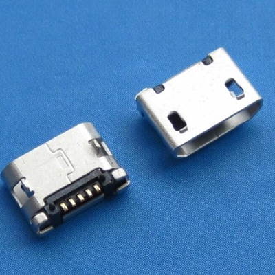 廈門microUSB B type 5pin (焊腳:SMT, 外殼:前貼后插) 無翻邊有柱6.40mm