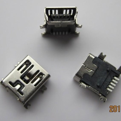 廈門miniUSB B type 5pin (焊腳:SMT, 外殼:SMT)